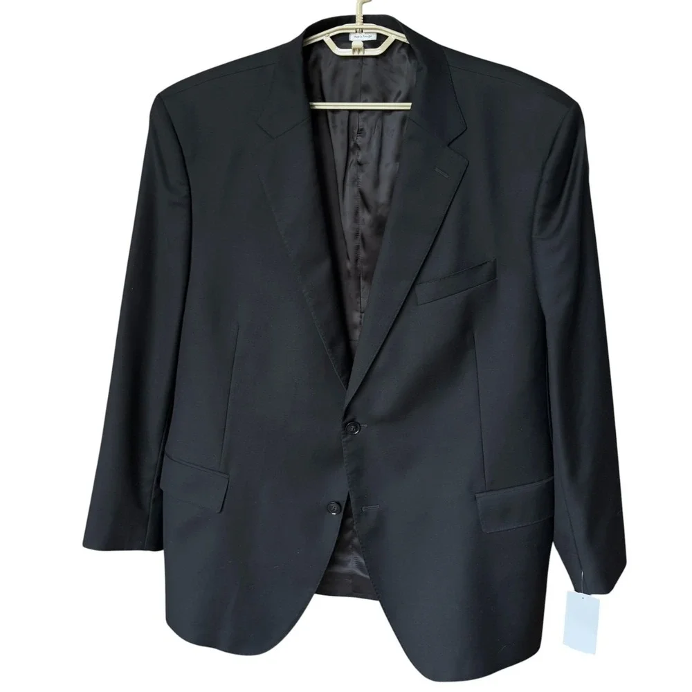 Peter Millar Black Wool Blazer Mens 48R Two Button Suit Jacket Office Formal NEW